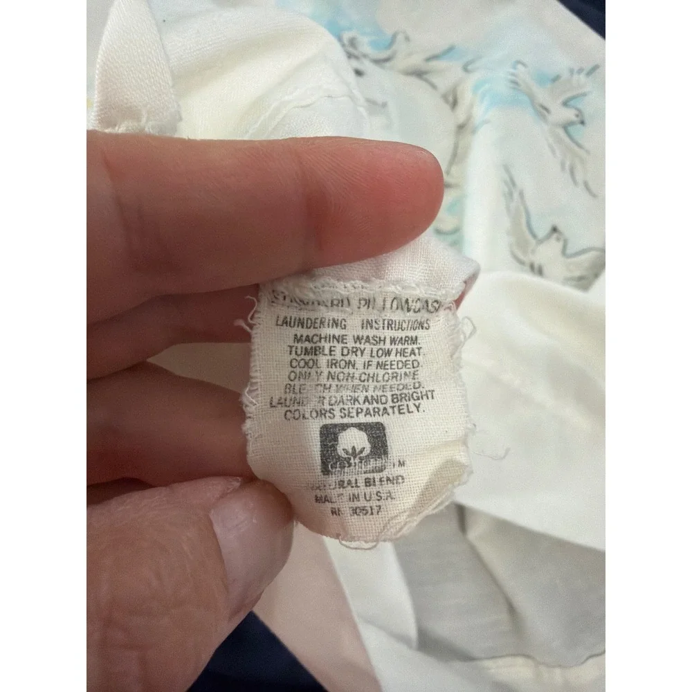 Bibb Company Pillowcase Kids Standard White 1982 Vintage Unicorn Doves Fantasy